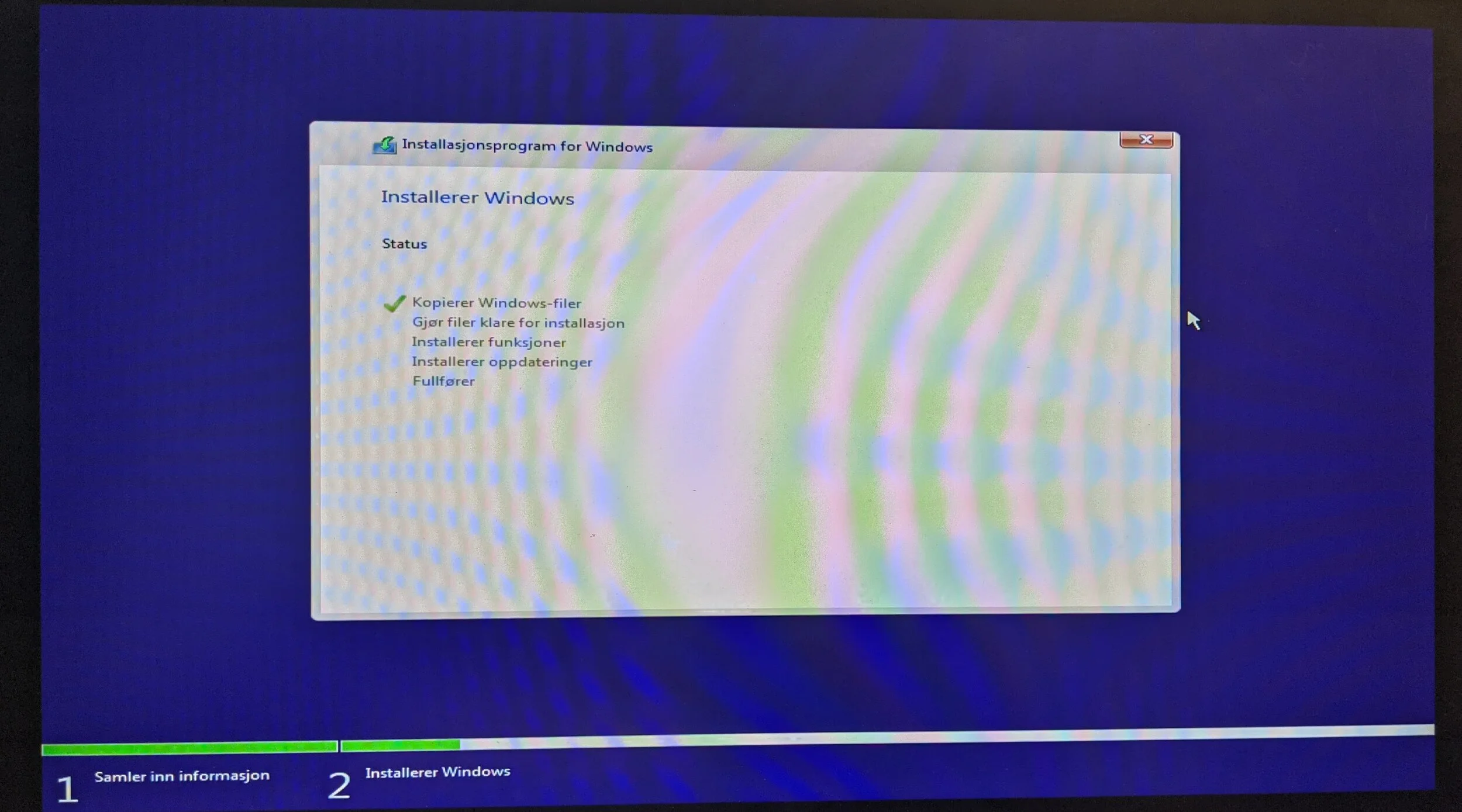 Windows-installasjon og diskvalg