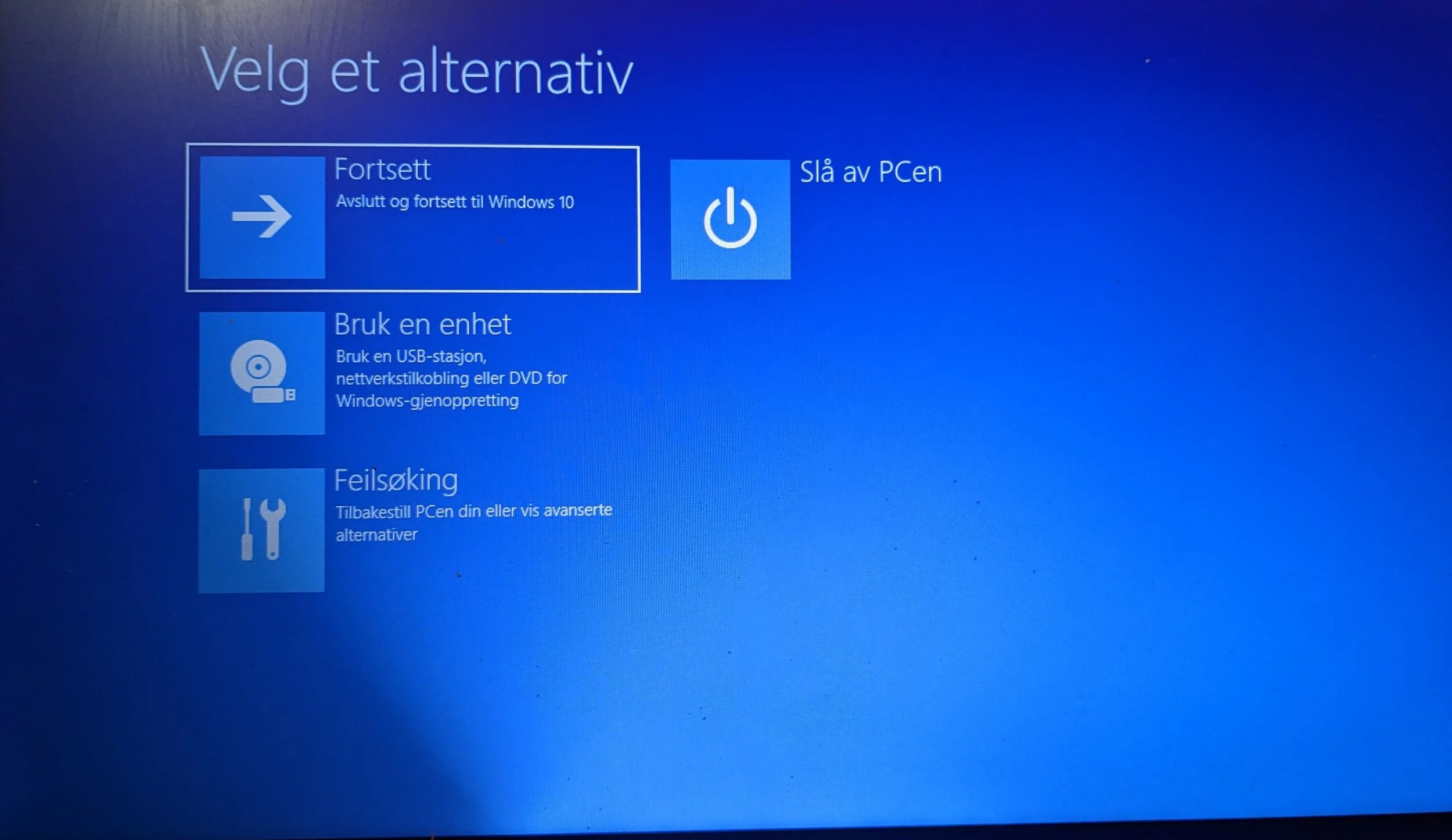Velg Reparer datamaskinen fra Windows installasjonsmiljø