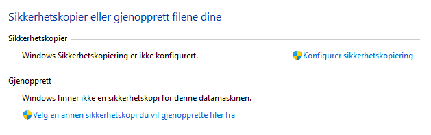 Valg av mapper ved backup i Windows